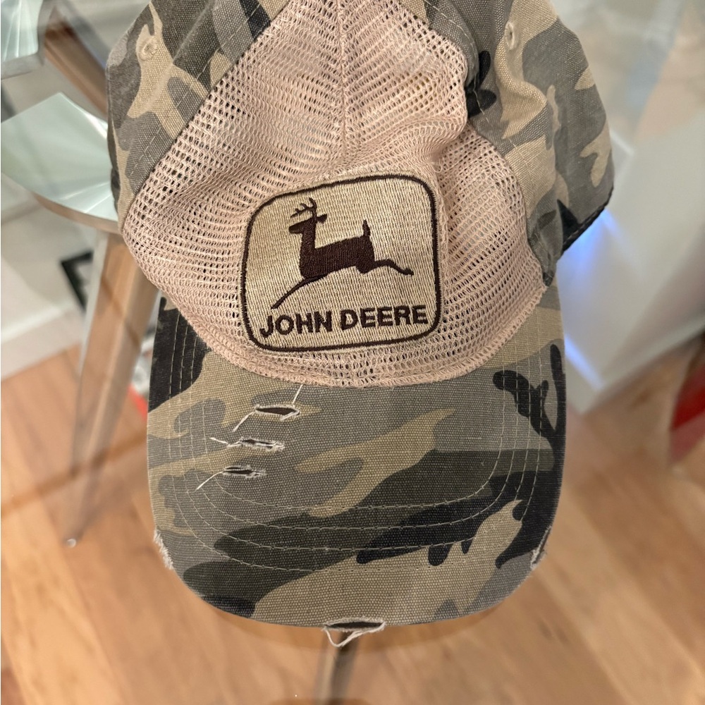 John Deere Camo Farm Ball Cap Baseball Hat - Picture 4 of 5